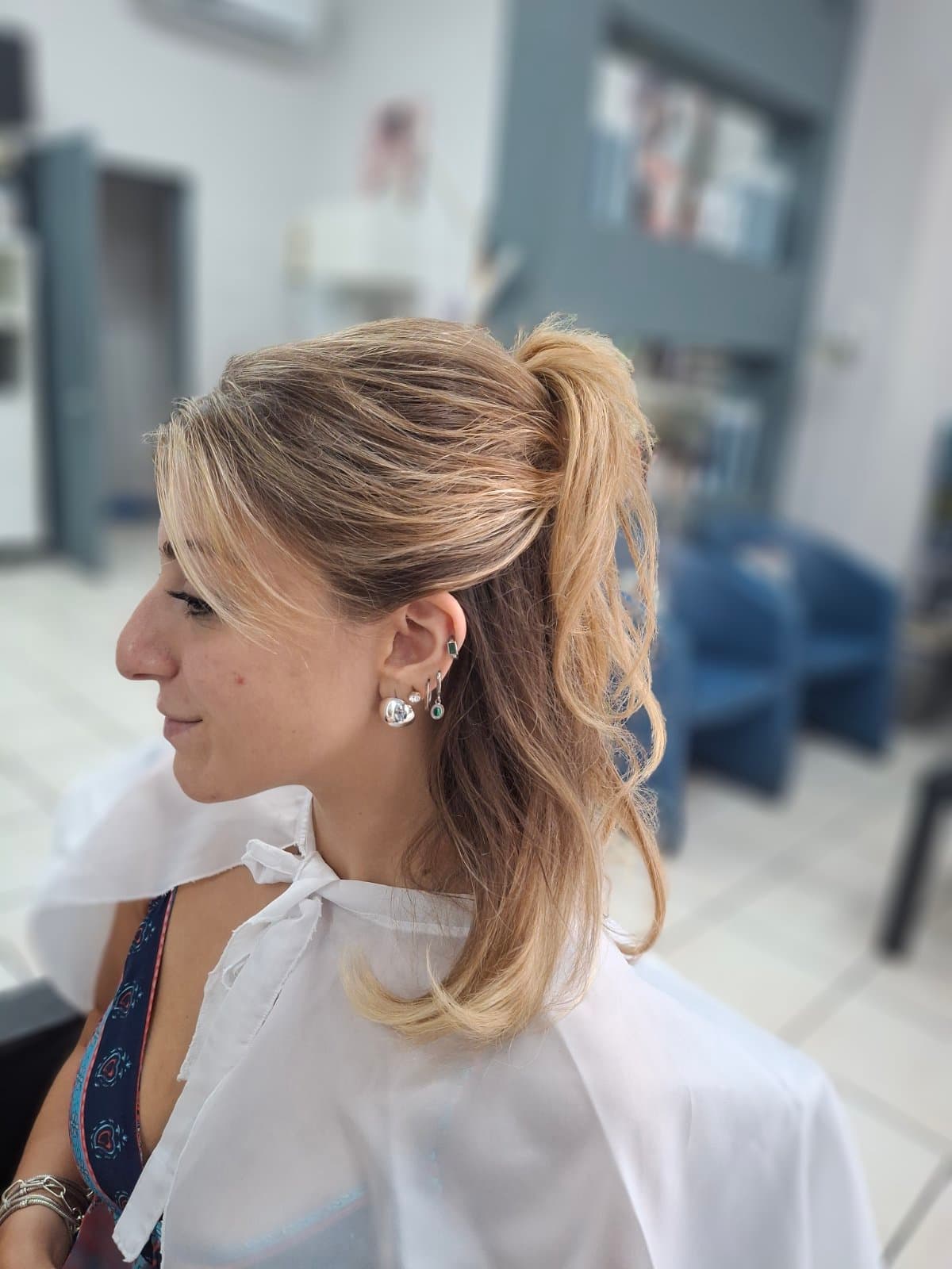 Half-up half-down hairstyle